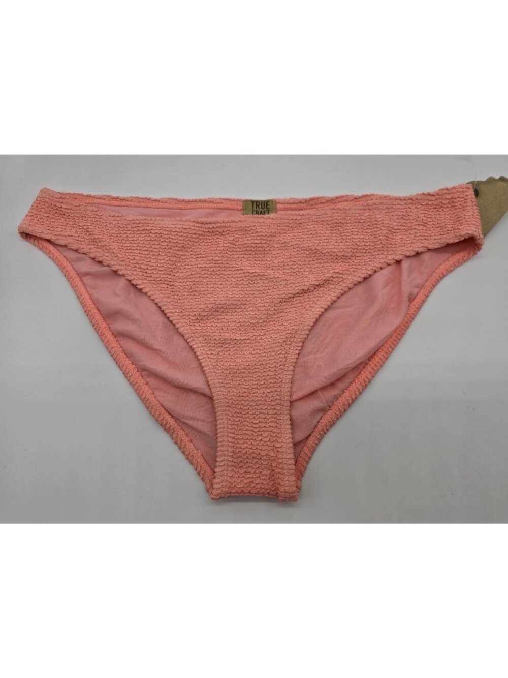 True Craft Womens Bikini Bottom Size XL Orange Peach Ribbed Swimsuit Swim